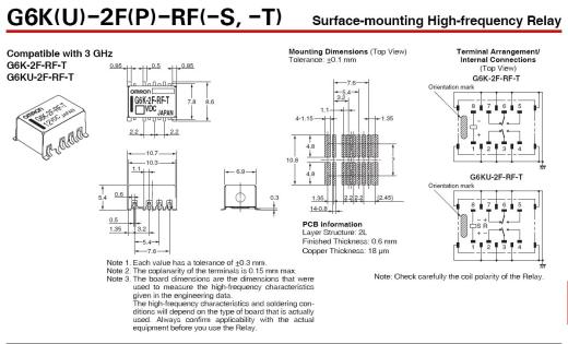 欧姆龙3 GHz ~ 5 GHz射频DPDT贴片继电器缩略图